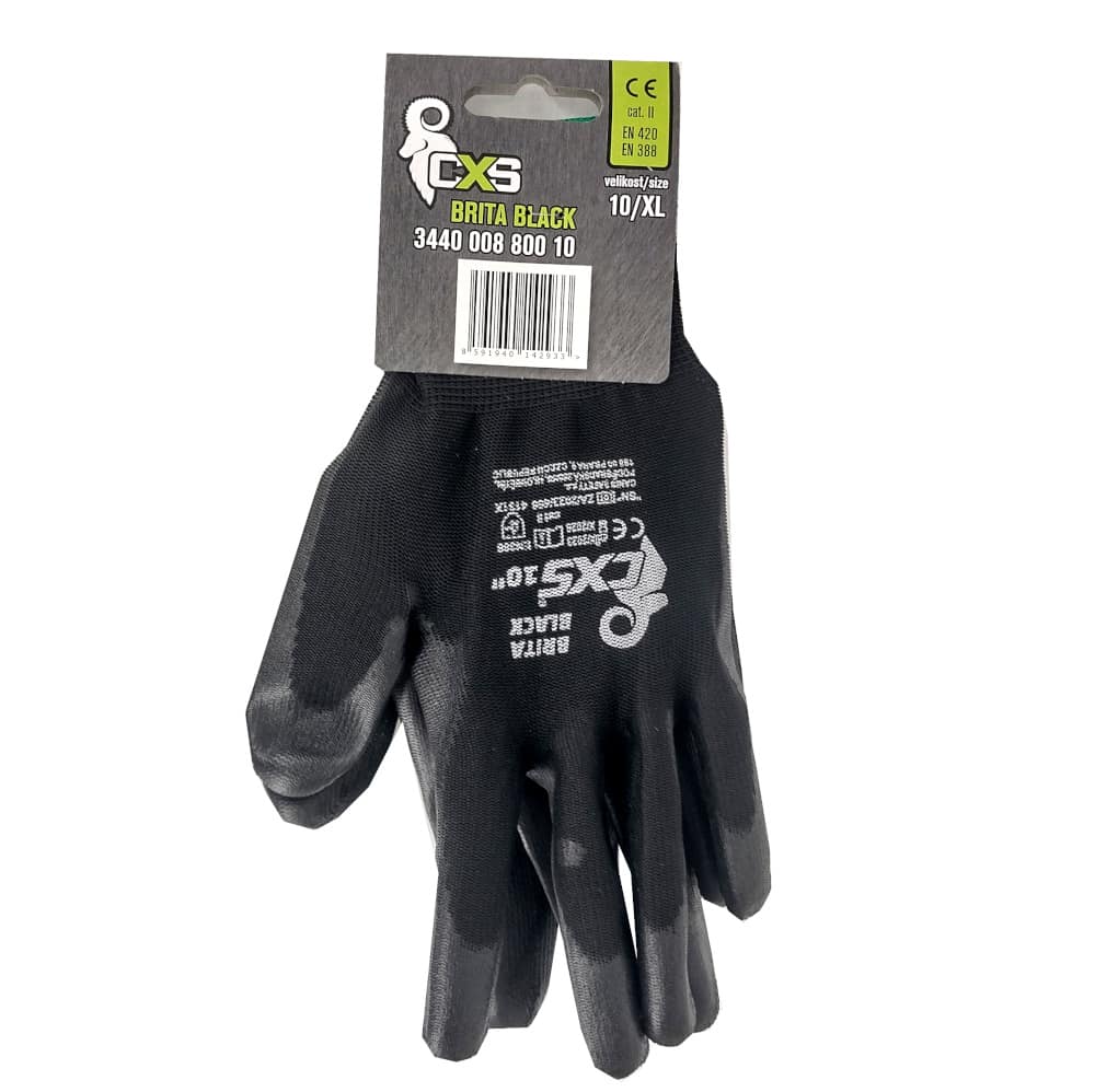 Rukavice polomáčené nylonové s eurozávěsem - Brita vel. 10