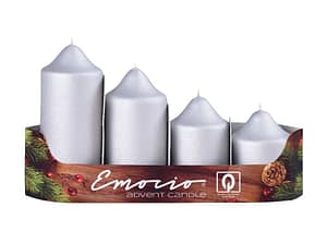 Svíčka schody adventní 4ks průměr 50 mm exclusiv matné stříbrné svíčky