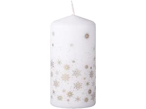 Svíčka Válec 60x120 mm Vločky Magic Snowing bílo-zlatá