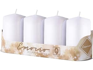 Svíčky adventní válec 4 ks 40x80 mm bílá