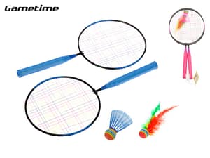 Badmintonové rakety 44x22cm 2ks s košíčky 2ks 2barvy v síťce