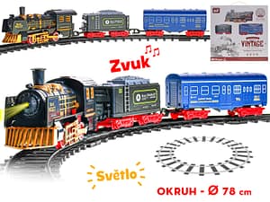 Vláček 18cm s vagónky 2ks a dráhou 78cm na baterie se světlem a zvukem