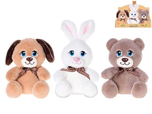 Zvířátko plyšové sedící s mašlí 15cm