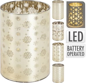 Svícen d7,5x10 cm zlatý LED světlo