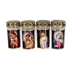Hřbitovní svíčka s víčkem obrázek Madony 120 g 38 hodin