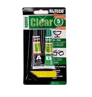 Lepidlo Alteco dvousložkové epoxidové 5 minut zelené 20 g Clear čiré